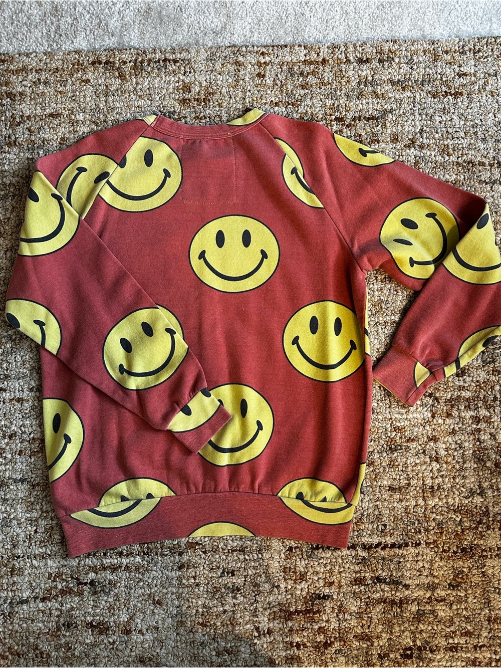 Aviator Nation Pink/Red Sweatshirt with Yellow Smiley Faces - Picture 5 of 5